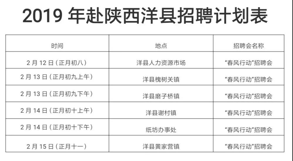 洋县人才市场最新职位发布