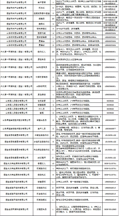 烟台莱山区最新就业招聘资讯汇总